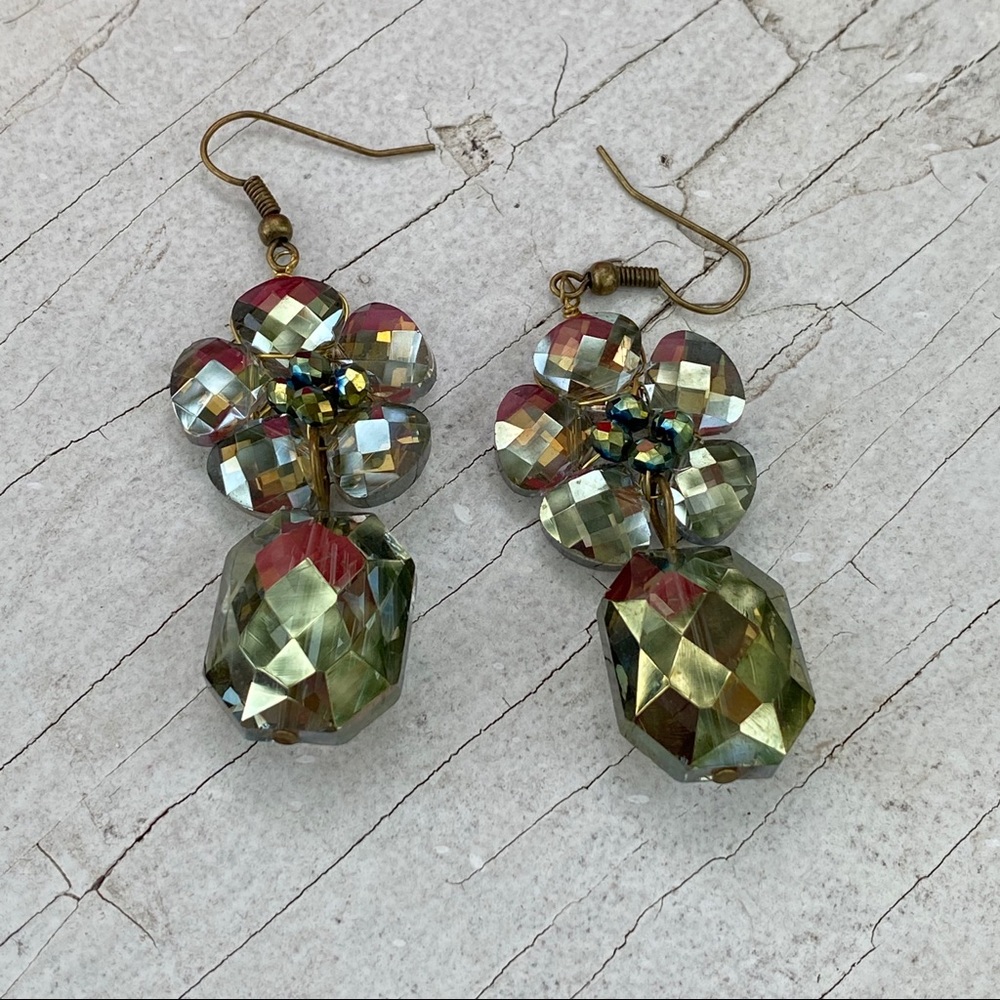 Crystal Earrings oil slick style